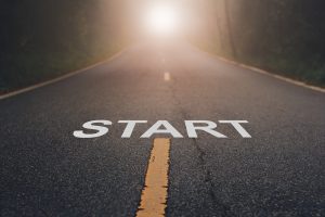 The word "Start" written in paint on a road. Start to Take Control of Your Life Today with eating disorder treatment and support for parents and partners of daughters, wives and girlfriends with an eating disorder |Northside Mental Health 46220