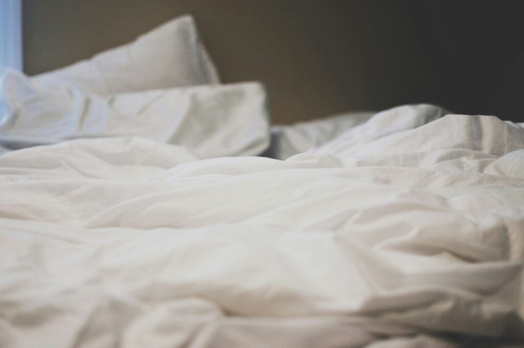 An unmade bed