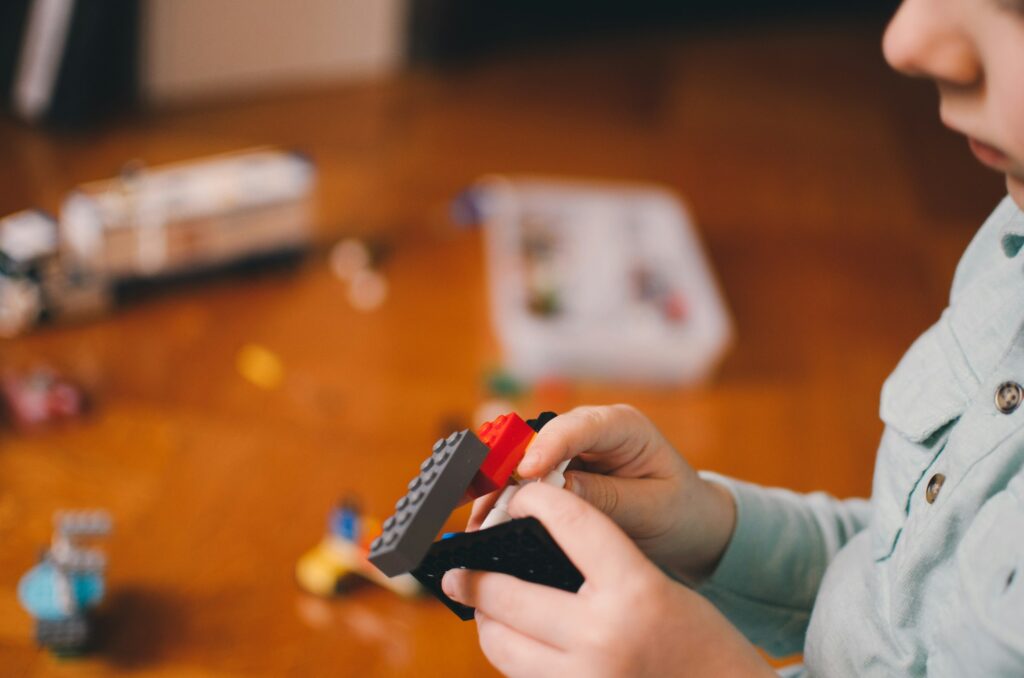 A child playing with toys